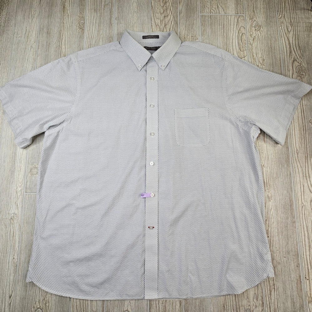 Daniel Cremieux Signature Collection Mens XXL White Navy Micro Print Shirt SS